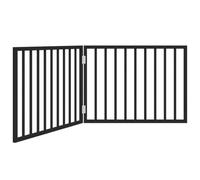 vidaXL Puerta para Perros Plegable de 2 Paneles, Color Negro, 160 cm, Madera de álamo