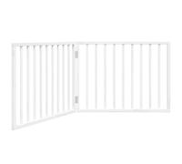 vidaXL Puerta para Perros Plegable de 2 Paneles, Madera de álamo, Blanca,