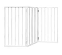 vidaXL Puerta para Perros Plegable de 3 Paneles, Color Blanco, 150 cm, Madera de álamo