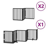 vidaXL Puerta de Perros Plegable 12 Paneles Madera álamo Negra 960 cm