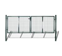 vidaXL Puerta Valla Jardín 289x100 cm/306x150 cm Acero Verde Cancela Exterior
