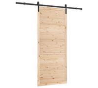 VidaXL Puertas correderas, marrón rústico, 90 x 208 cm, de pino macizo. Sistema de riel ajustable, estilo firme, perfecto para la entrada o el salón. Acabado texturizado, claustra tradicional.