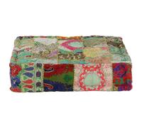 vidaXL Puf Cuadrado Pachtwork Algodón 50x50x12 Taburete Reposapiés