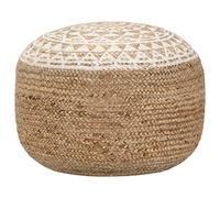 Puf Tejido A Mano Yute Blanco 45x30 Cm Vidaxl