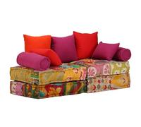 vidaXL Puf Modular de 2 Plazas de Tela Patchwork Mobiliario Hogar Mobiliario