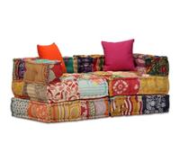 vidaXL Puf Modular de 2 Plazas de Tela Patchwork Mobiliario Hogar Mobiliario