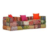 vidaXL Puf Modular de 3 Plazas de Tela Patchwork Mobiliario Hogar Mobiliario