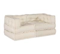 vidaXL Puf Modular Pack de 2 en Tela Crema | Sofá de Piso versátil con Relleno de algodón ecológico, Ideal para Interiores y Exteriores. Medidas: 70 x 54 cm. Cojín Moderno para Muebles de jardín.