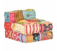 vidaXL Puf Modular Sofá Individual Convertible Salón Cama Versátil Sillón Butaca Hogar Habitación Estilo Exótico Suave Cómodo de Tela Patchwork