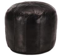 vidaXL Puf Negro 40x35 cm Cuero Genuino de Cabra