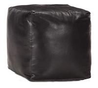 vidaXL Puf Negro 40x40x40 cm Cuero Genuino de Cabra