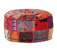 vidaXL Puf Redondo de pachtwork algodón Hecho a Mano 40x20 cm Rojo