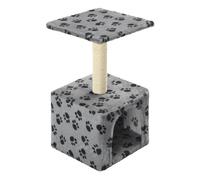 Rascador con poste para gatos color Gris Huellas