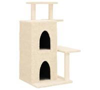 vidaXL Rascador para Gatos con Postes de Sisal, Casitas Plataformas para Gatos, Árbol Rascador para Gatitos, Centro de Actividades, Color Crema 97 cm