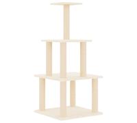 vidaXL Rascador para gatos con postes de sisal color crema 111 cm