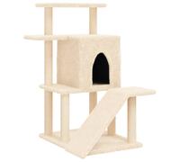 vidaXL Rascador para Gatos con Postes de Sisal, Árbol con Plataformas, Torre Escalador para Mascotas, Centro de Actividades, Color Crema 97 cm
