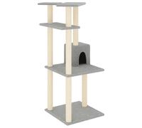 vidaXL Rascador para gatos con postes de sisal gris claro 123 cm