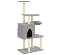 vidaXL Rascador para gatos con postes de sisal gris claro 131 cm