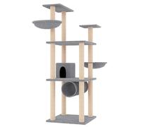 vidaXL Rascador para gatos con postes de sisal gris claro 141 cm