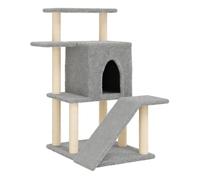vidaXL Rascador para Gatos con Postes de Sisal, Árbol con Plataformas, Torre Escalador para Mascotas, Centro de Actividades, Gris Claro 97 cm