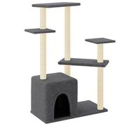 vidaXL Rascador para gatos con postes de sisal gris oscuro 107,5 cm