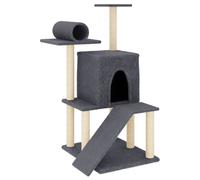 VidaXL Rascador para gatos con postes de sisal gris oscuro 110,5 cm