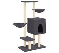 vidaXL Rascador para gatos con postes de sisal gris oscuro 117 cm