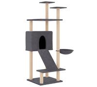 vidaXL Rascador para gatos con postes de sisal gris oscuro 153 cm