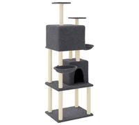 vidaXL Rascador para gatos con postes de sisal gris oscuro 180 cm