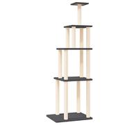 vidaXL Rascador para gatos con postes de sisal gris oscuro 183 cm