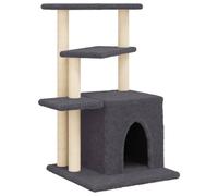 vidaXL Rascador para gatos con postes de sisal gris oscuro 83,5 cm