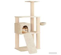 vidaXL Rascador para gatos con rascador de sisal color crema, 173 cm, salón, árbol para gatos interior, condominio, multirondas, rompecabezas interactivo para tu gato