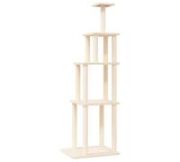vidaXL Rascador para Gatos, Escalador con Postes Plataformas, Árbol Torre de Escalada, Soporte Centro de Actividades, Sisal Color Crema 183 cm