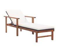 vidaXL Ratán Sintético Madera Maciza Acacia Tumbona con Cojín Reclinable Cama de Exteriores en Jardín Patio Playa Piscina Camping Multiposición Negro