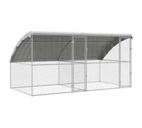 vidaXL Recinto para pollos para exteriores, pajarera de jardín, cobertizo para aves de corral, moderno refugio de metal y acero