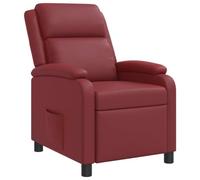 vidaXL Recliner Rojo Vino Cuero sintético