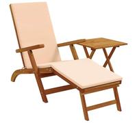 vidaXL Recliner y Tumbona Plegable 2 pcs Beige Madera de Acacia Sólida