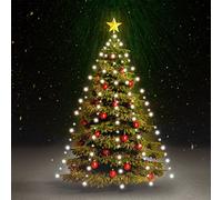 vidaXL Red de Luces de Árbol de Navidad, Adorno Luminoso con 180 Leds, Luces Decorativas para Árboles de Navidad Fiestas, Blanco Frío 180 cm