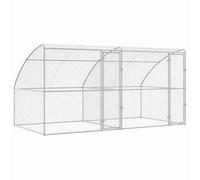 vidaXL Refugio para perros 2 pcs Plateado 4 x 2 x 2 m Acero, Perrera duradera y segura, refugio para mascotas de acero galvanizado, recinto exterior impermeable, zona de contención animal transpirable