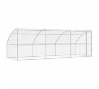 vidaXL Refugio para perros 3 pcs Plateado 6 x 2 x 2 m Acero, Perrera duradera y segura, refugio para mascotas de acero galvanizado, recinto exterior impermeable, zona de contención animal transpirable