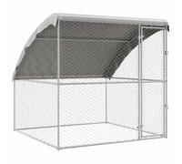 vidaXL Refugio para Perros Plateado 2 x 2 x 2 m Acero, Perrera Moderna y Minimalista, Refugio Duradero para Mascotas al Aire Libre, recinto Seguro para Perros, Vivienda Resistente a la Intemperie