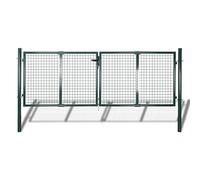 vidaXL Reja de Pared Puerta de Malla de Jardín, Verja con Cerradura Bisagras, Puerta Doble, Barrera de Entrada Exterior, 289x75 cm/306x125 cm