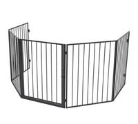 vidaXL Reja de Protección de Chimenea para Mascotas Acero Negra Pantalla Fuego