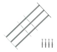 vidaXL - Rejilla de seguridad para ventanas con 3 barras transversales, rejilla de seguridad exterior, ventana de acero galvanizado ajustable, barrera protectora extensible