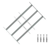 vidaXL Rejilla de seguridad para ventanas con 3 molduras cruzadas 3 pcs, rejilla de seguridad industrial exterior, ventana de acero galvanizado ajustable, extensión de seguridad