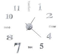 vidaXL Reloj de Pared 3D de Diseño Moderno 100 cm XXL Plateado Decoración Casa