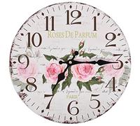 vidaXL Reloj de Pared de Estilo Vintage Retro Flores Redondo Cuarzo Agujas Sala