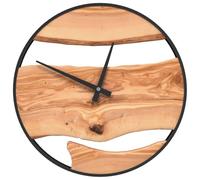 vidaXL Reloj de Pared Hierro y Madera de Olivo marrón Ø35 cm, Reloj, Reloj de Pared para salón, Reloj de baño, Reloj de Pared para Cocina