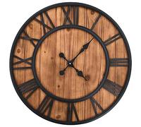 vidaXL Reloj Pared Vintage Retro Madera Metal Números Romanos Decorativo 60 cm