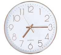 vidaXL Reloj Pared Redondo Cuarzo Agujas Cocina Baño Sala Blanco Rosa Dorado